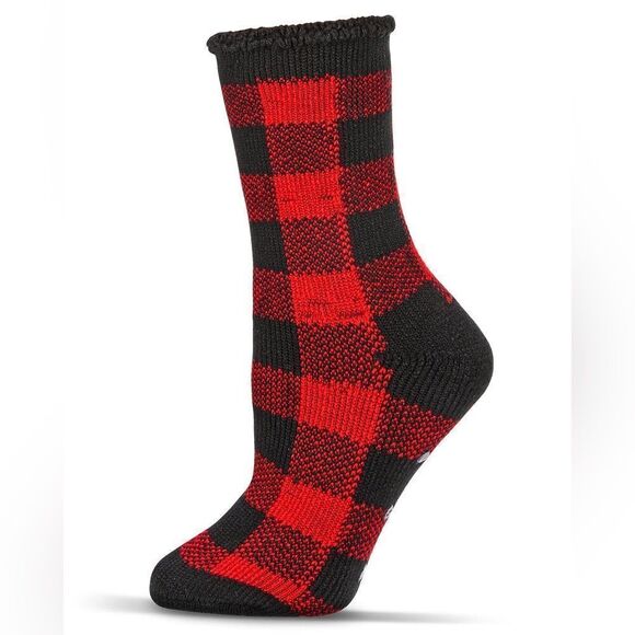 Heat holders, thermal socks, red and white buffalo plaid - Picture 1 of 4